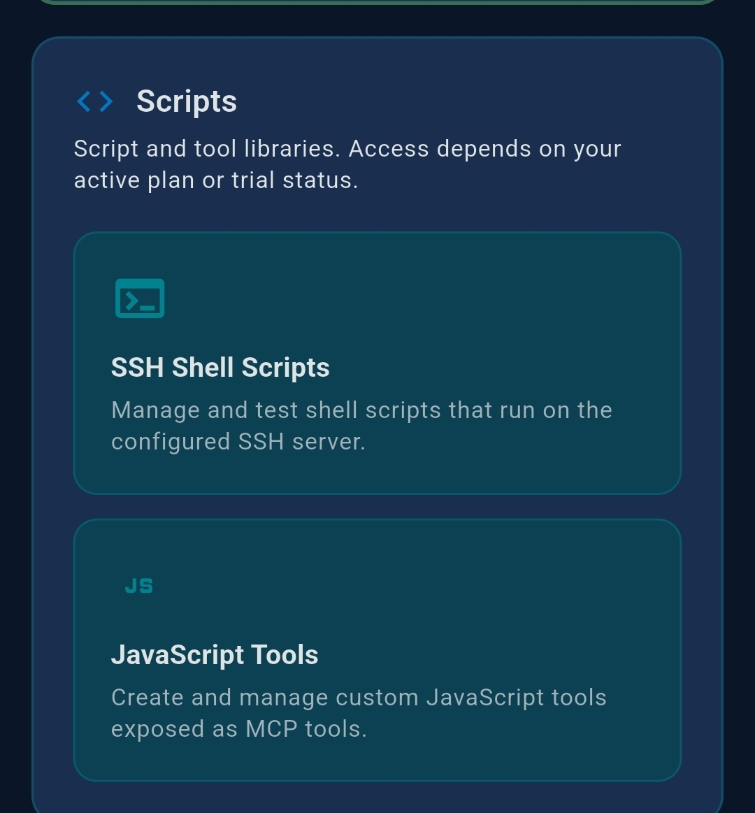 Scripts section