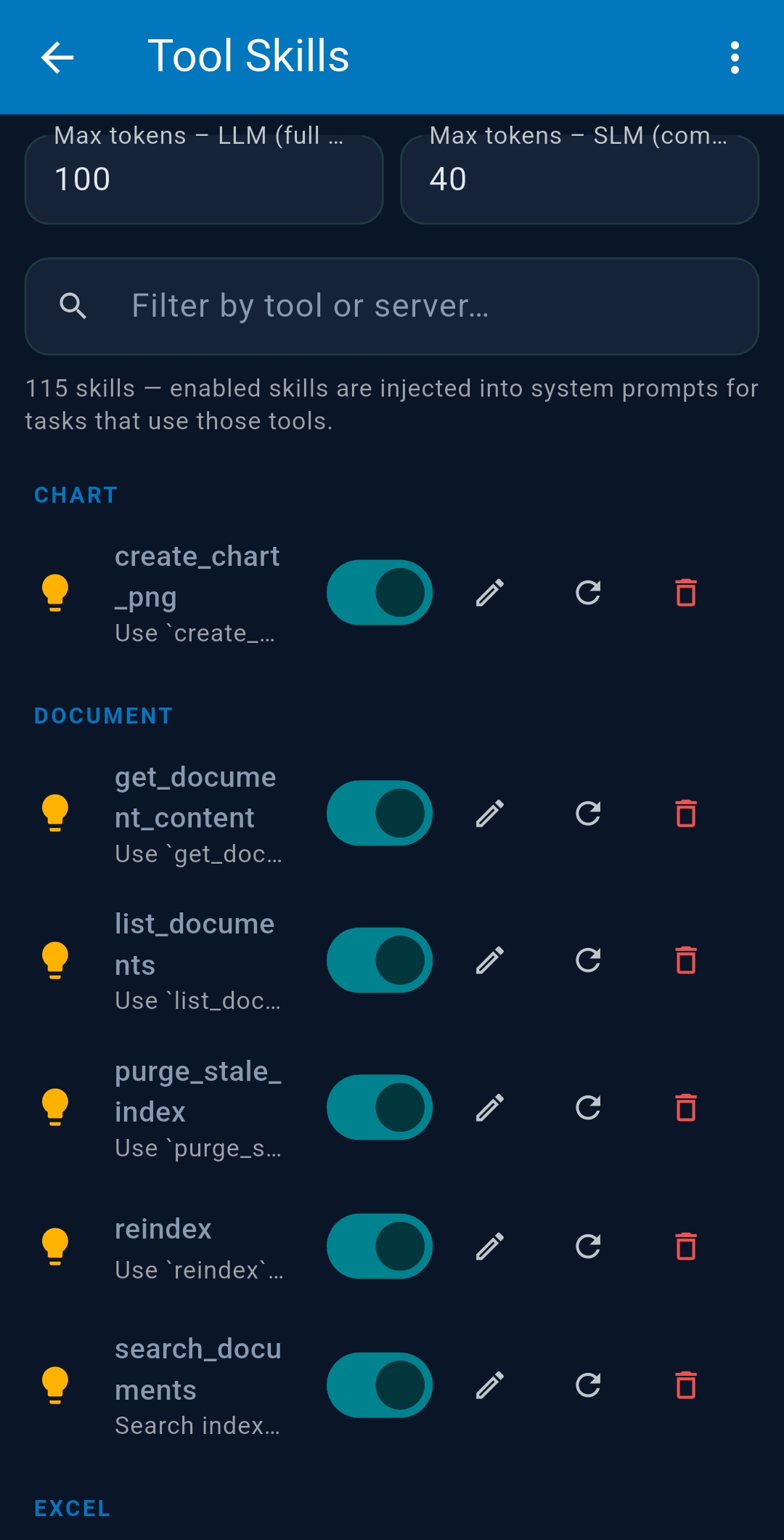 Tool Skills list